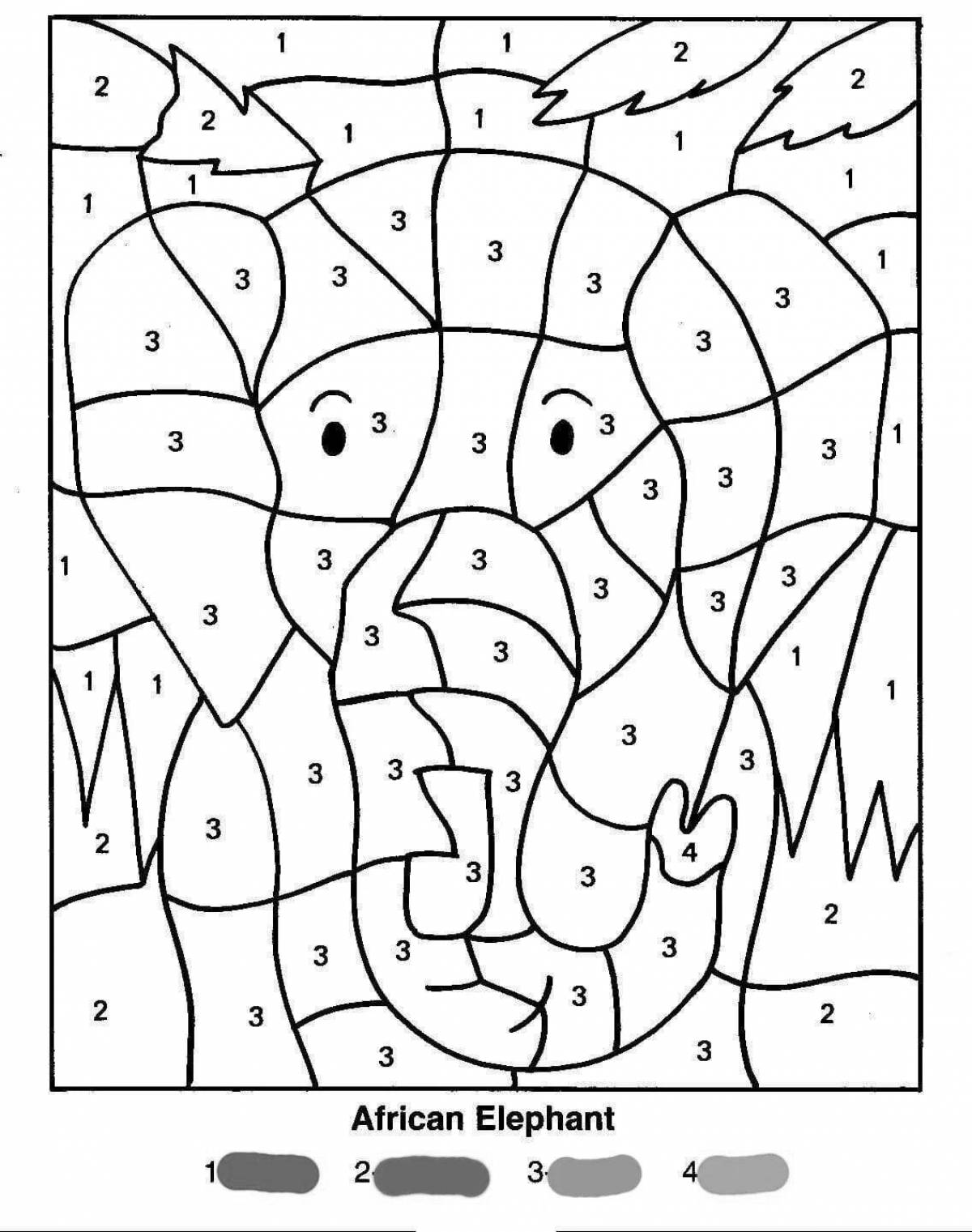 Fun coloring by numbers for children up to 10 years old