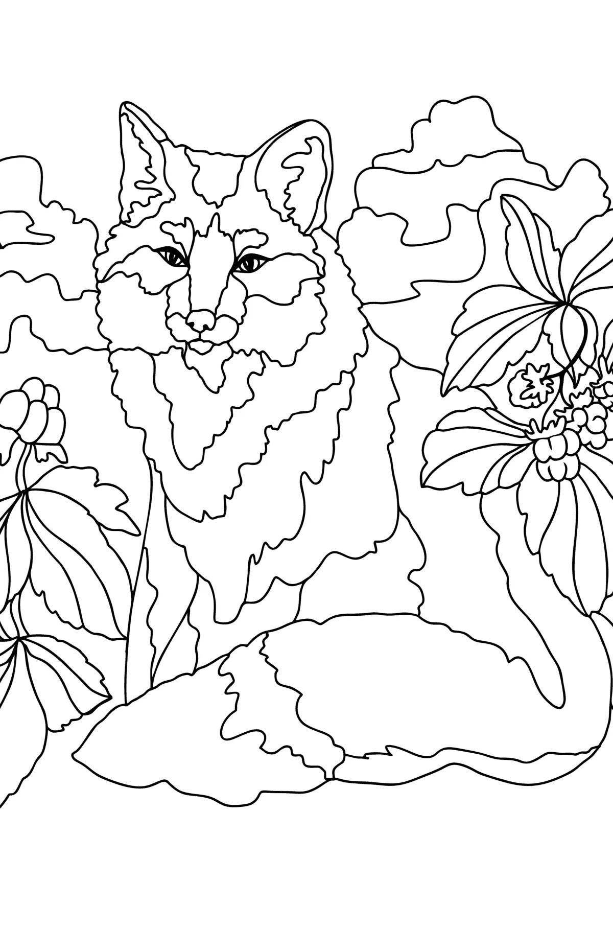 Live fox coloring book for children 6-7 years old