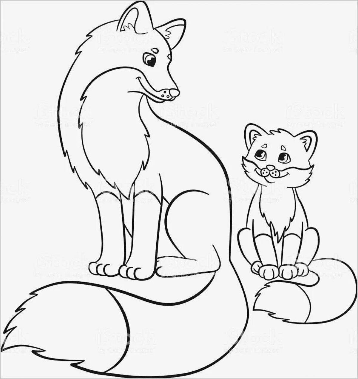 Sweet fox coloring book for children 6-7 years old