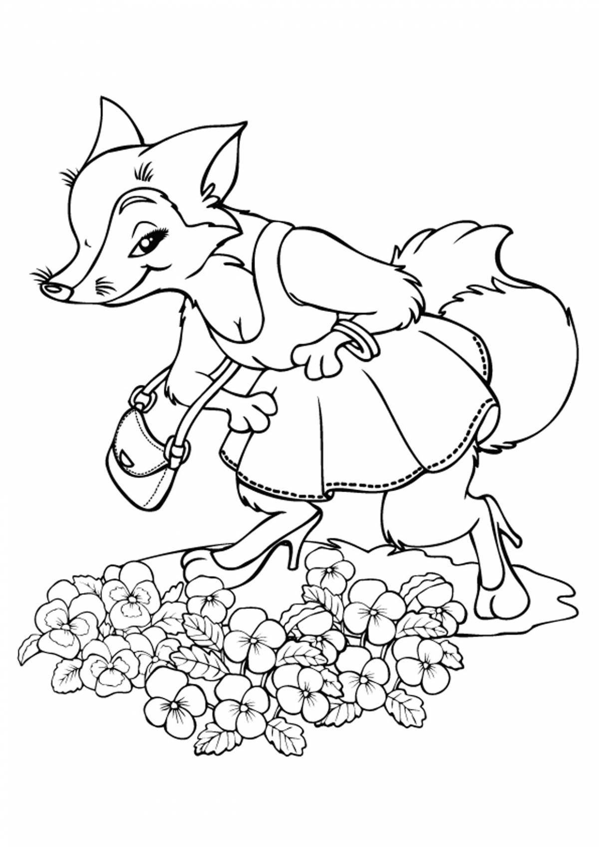 Funny fox coloring book for kids 6-7 years old