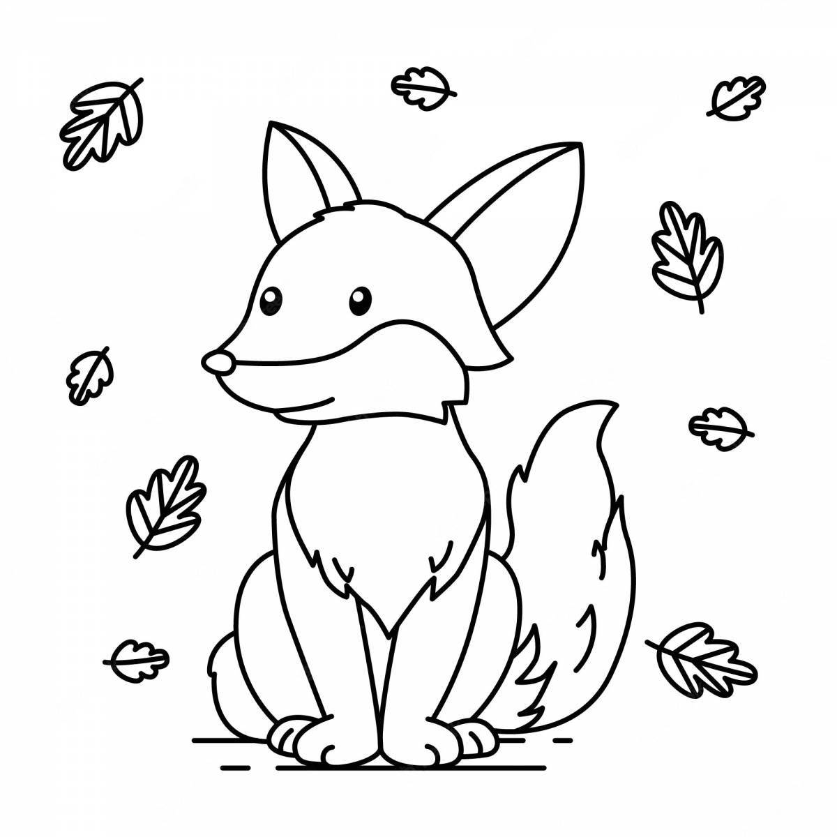 Coloring book cheerful fox for children 6-7 years old