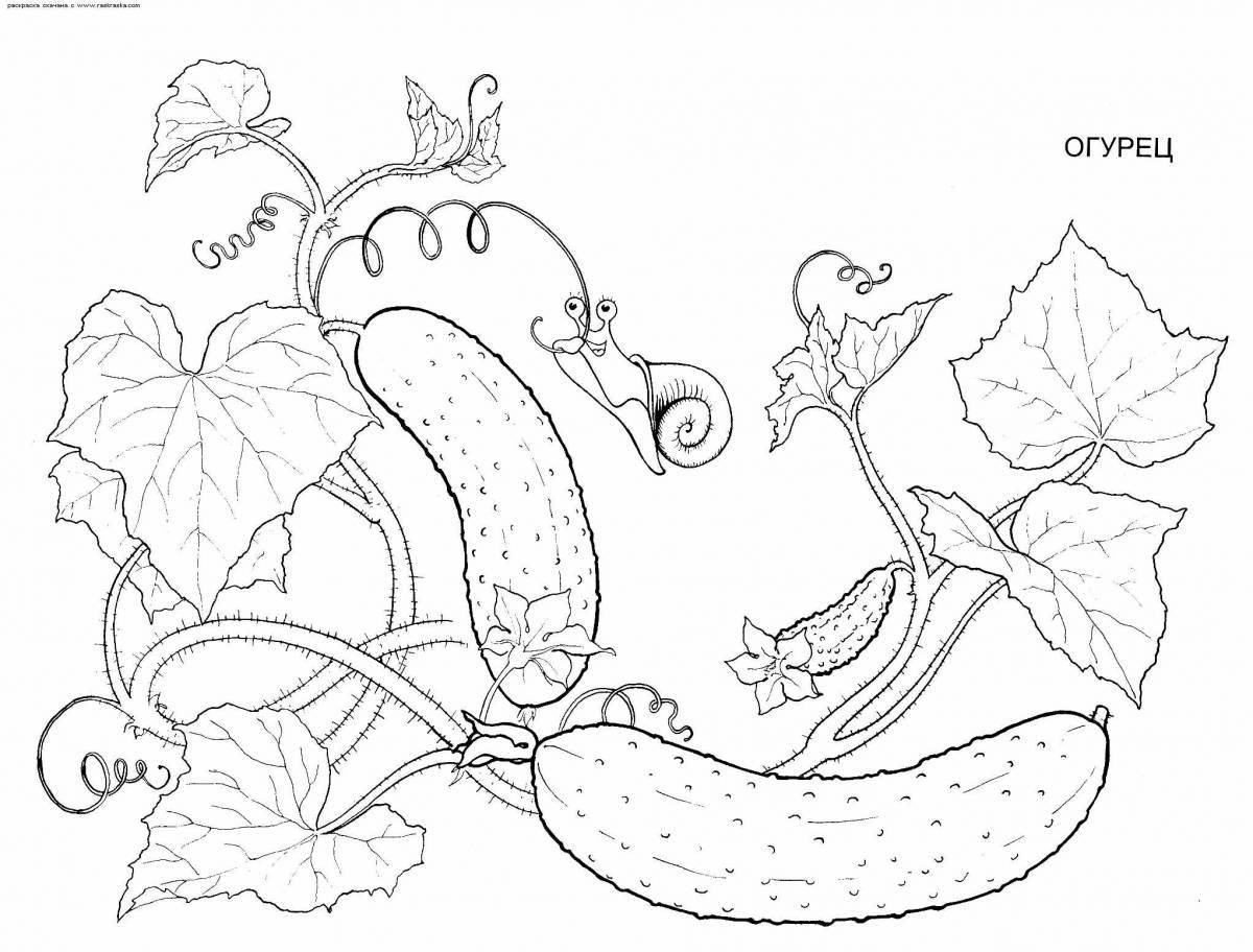 Playful cucumber coloring page for kids