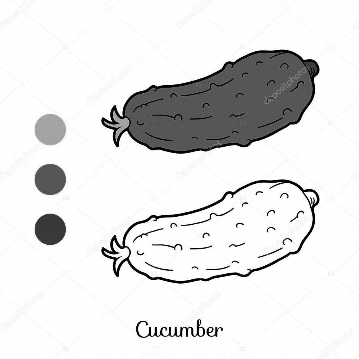 Joyful cucumber coloring book for kids