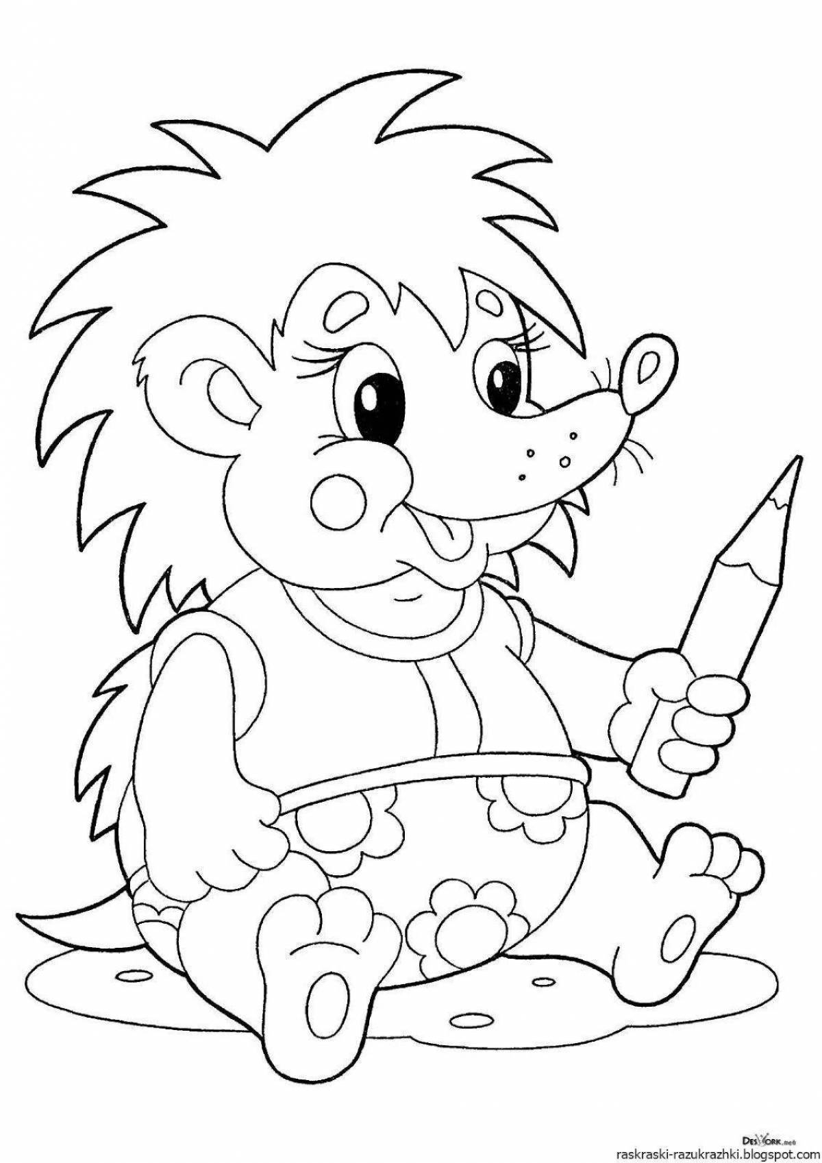 Fun coloring hedgehog for preschoolers
