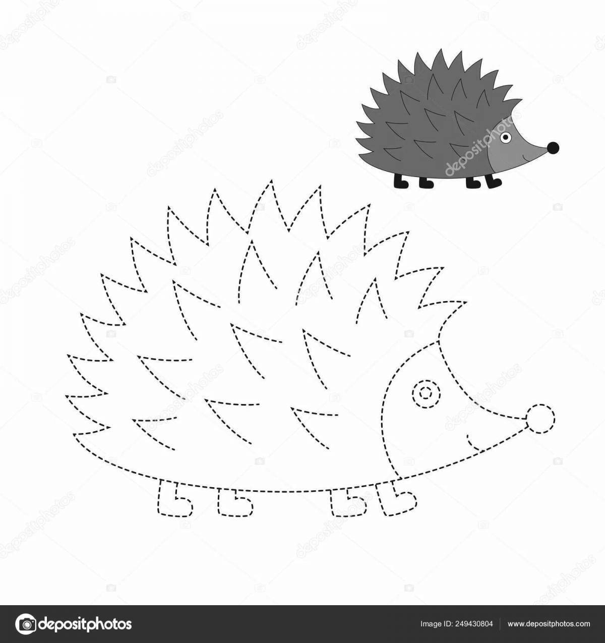 Fun coloring book hedgehog for children 4-5 years old