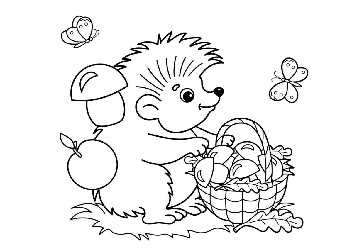 Shiny hedgehog coloring book for kids