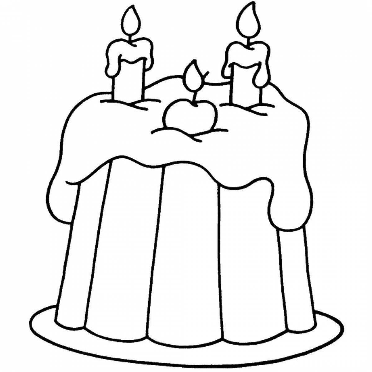 Веселая раскраска торта для детей 3-4 лет