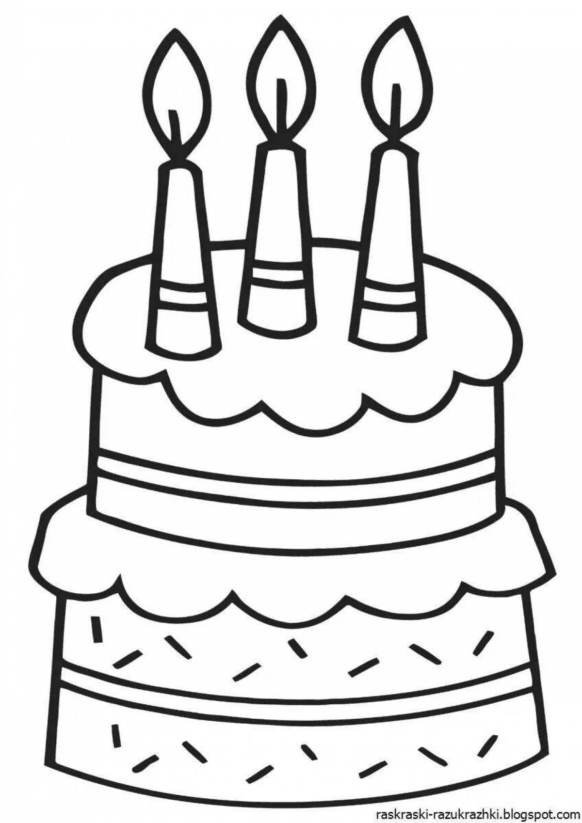 Adorable cake coloring book for 3-4 year olds