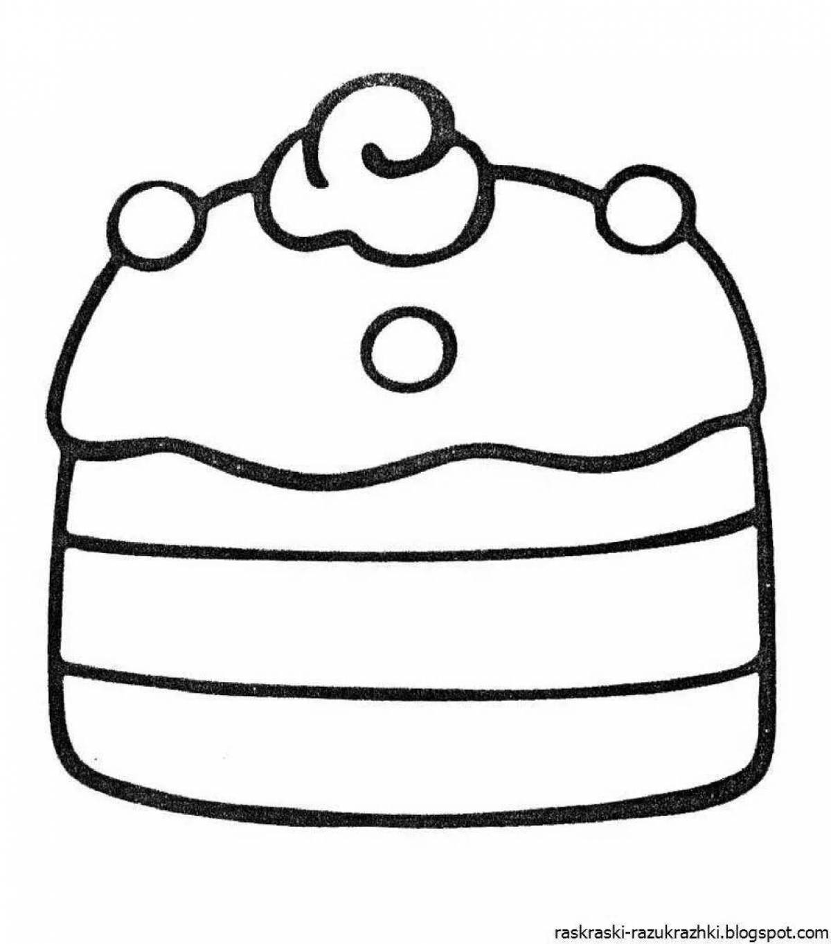 Креативная раскраска торта для детей 3-4 лет