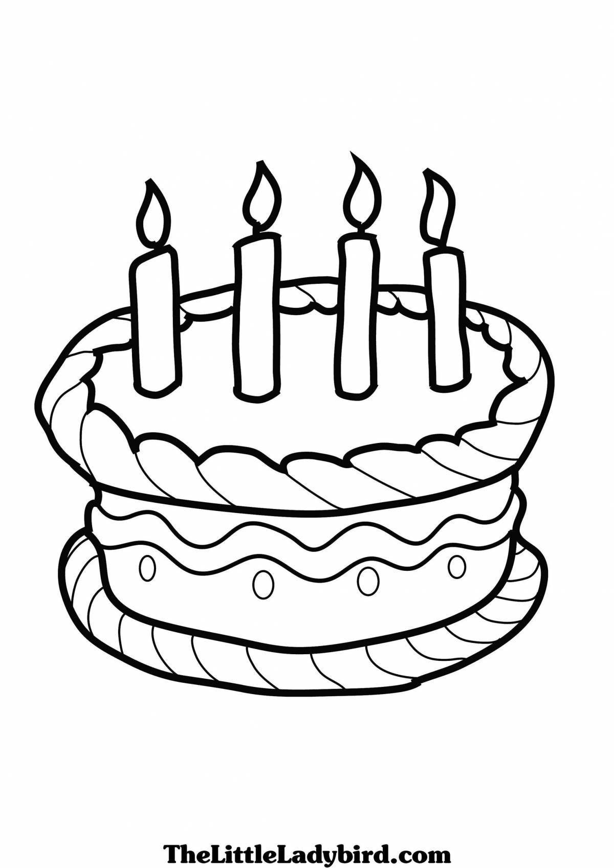 Birthday cake coloring book for 3-4 year olds