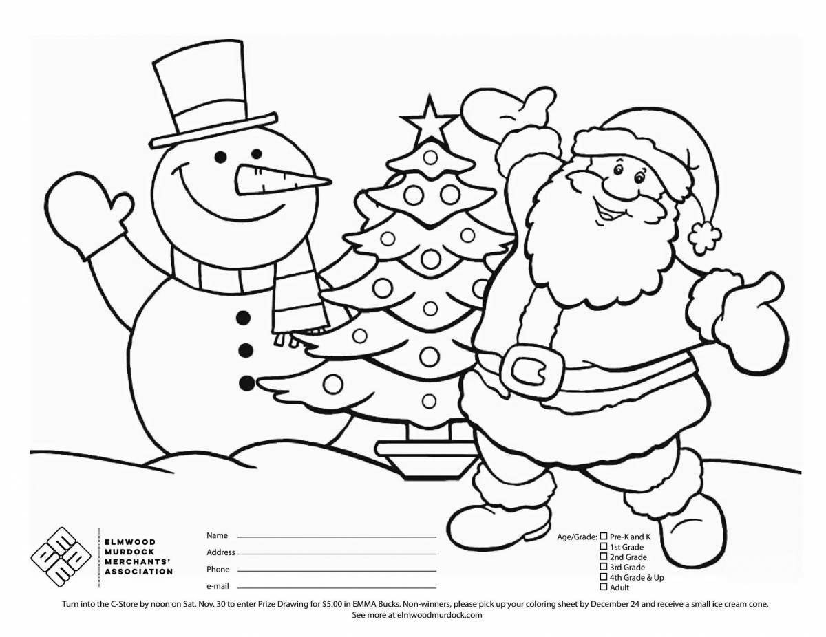 Coloring book sparkling santa claus