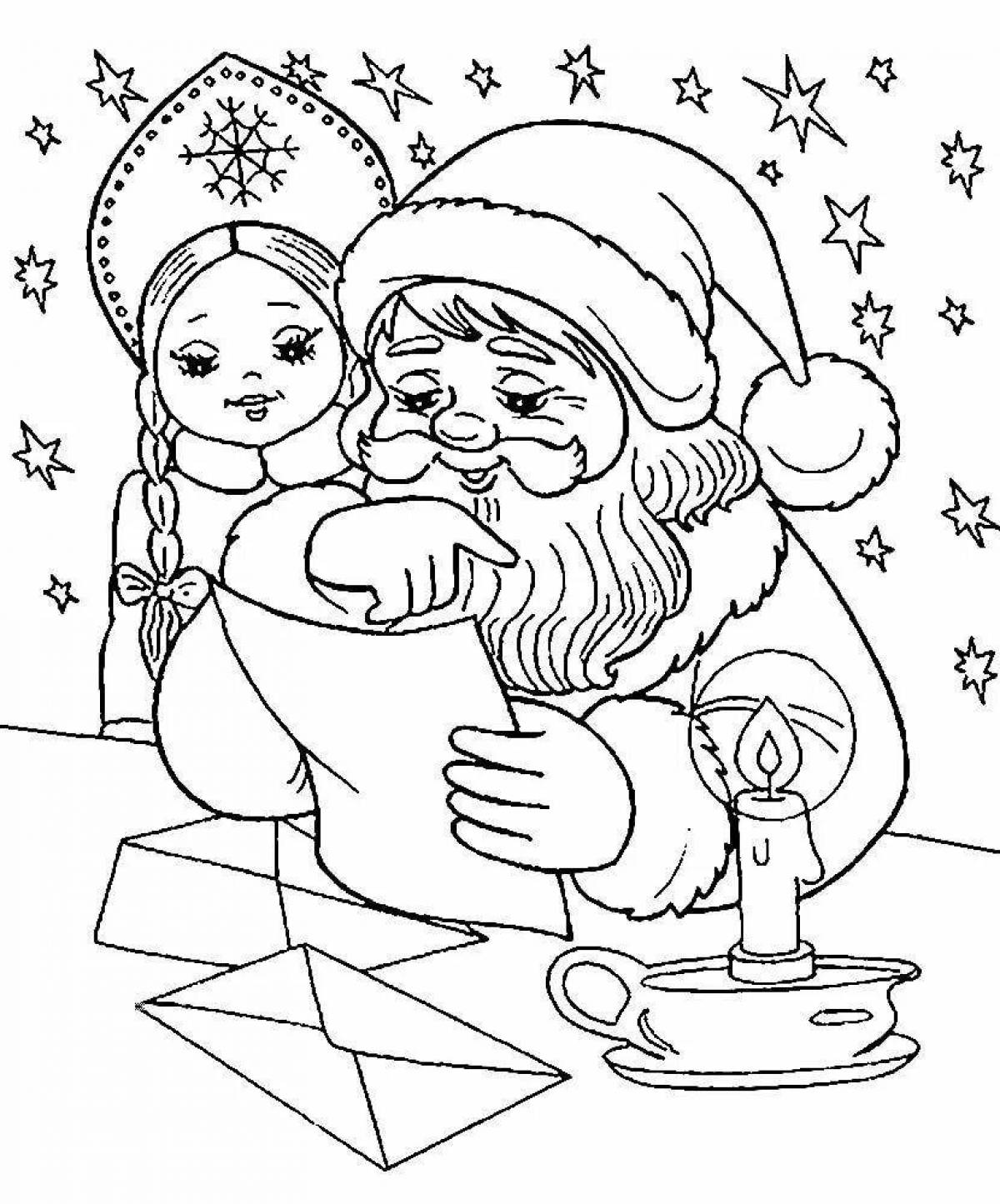 Coloring book brave santa claus