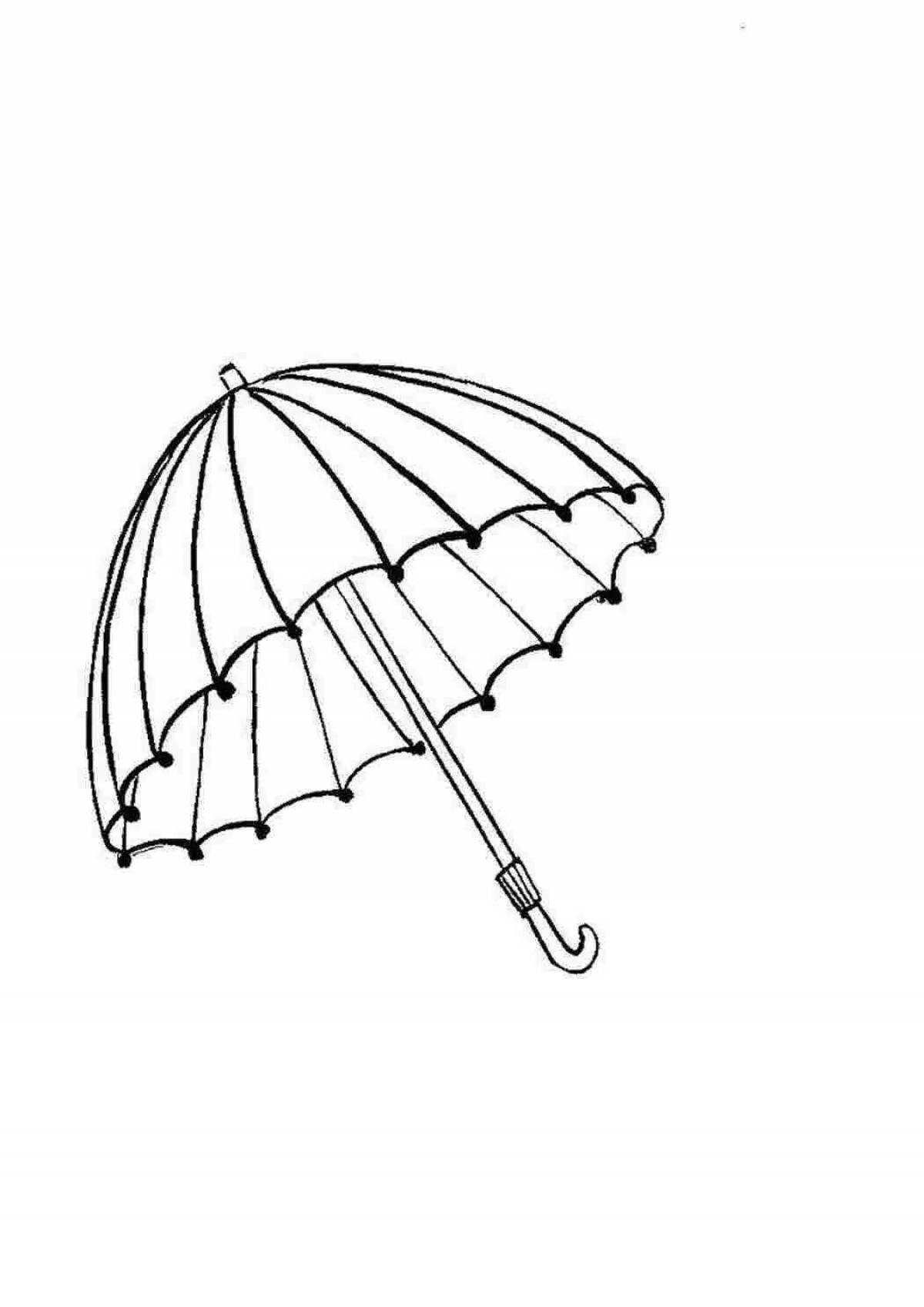 Coloring book umbrella with colorful clouds for children 3-4 years old