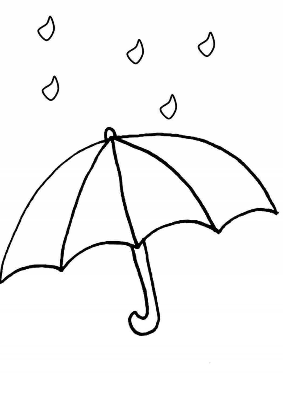 Coloring book umbrella with colorful hearts for children 3-4 years old