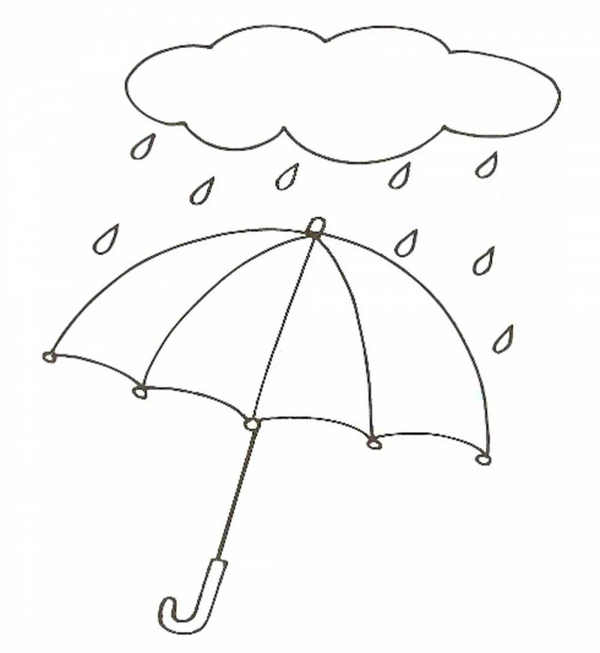 Colored coloring pages with umbrellas for children 3-4 years old