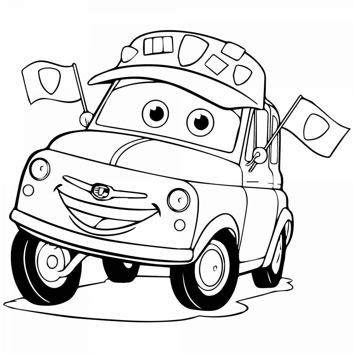 Coloring for colorful cars for children 3-4 years old