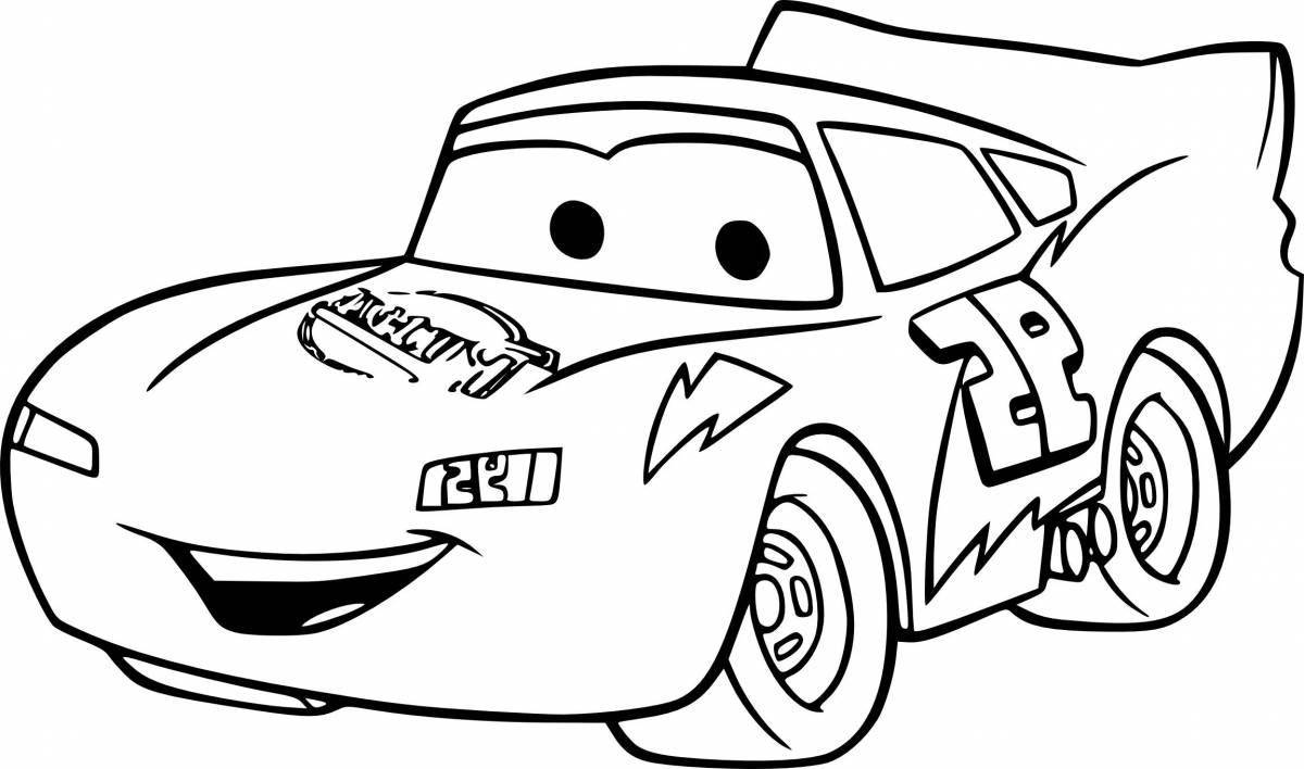 Coloring pages with colorful cars for children 3-4 years old