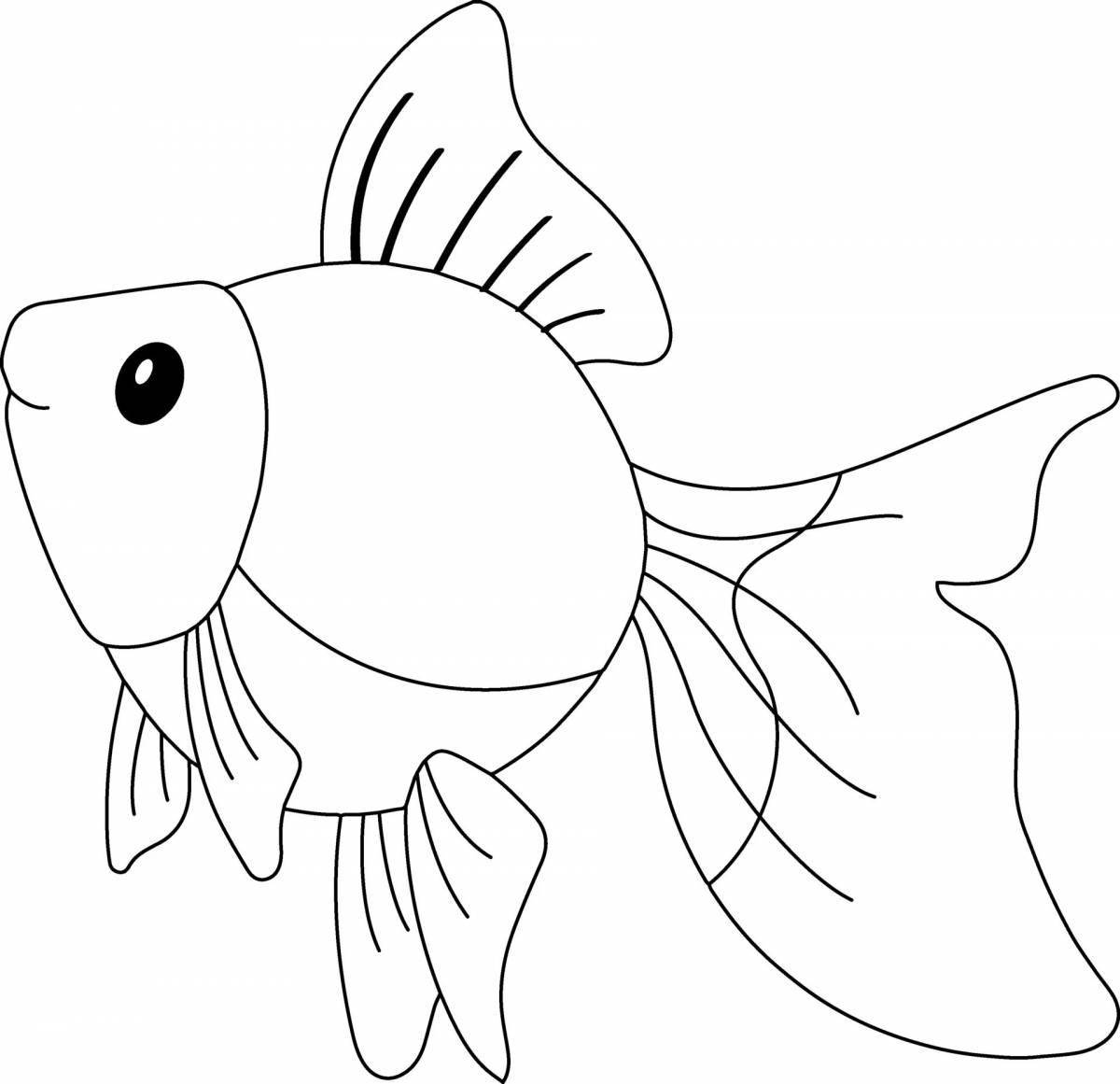 Веселая раскраска золотая рыбка для малышей