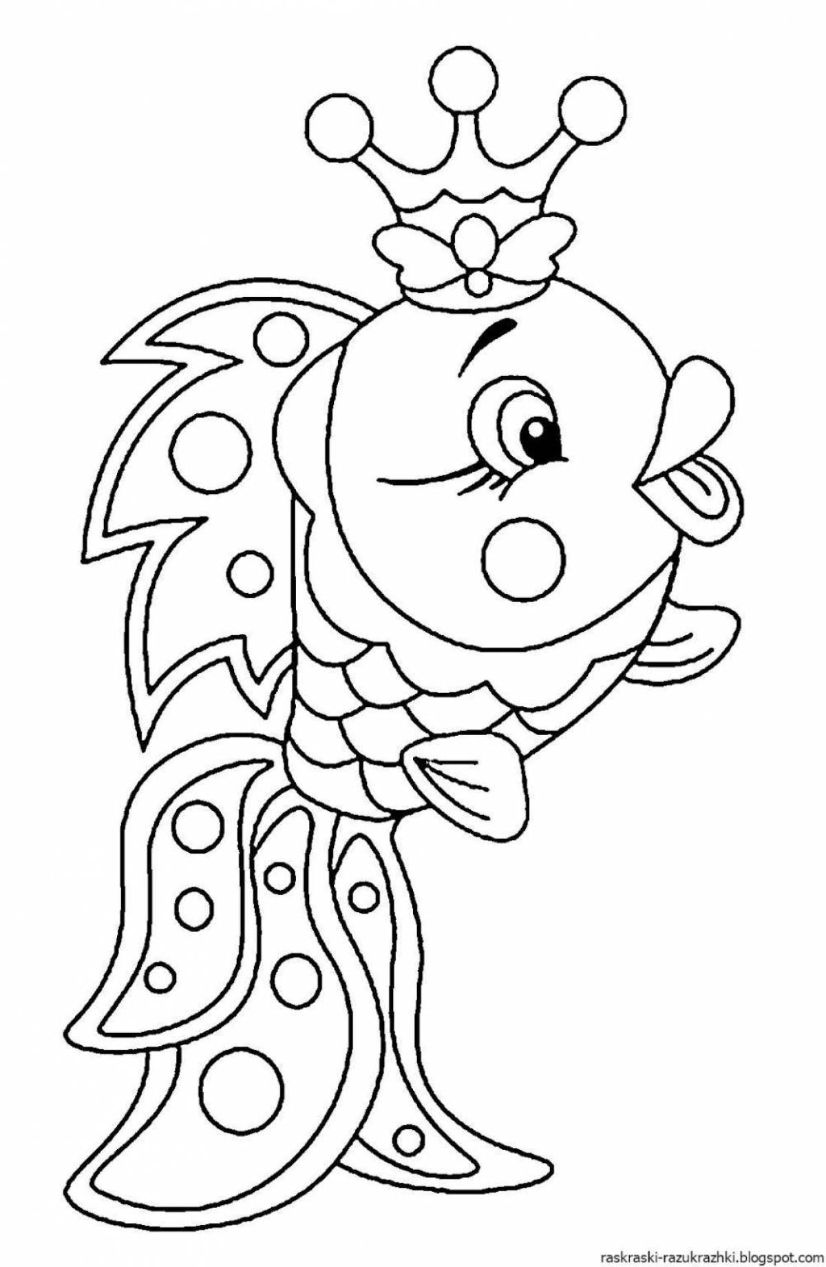 Playful goldfish coloring page for kids