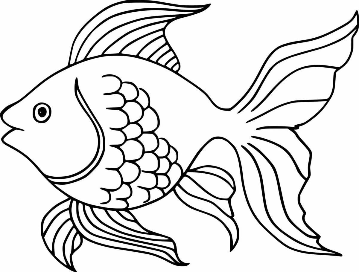 Великолепная раскраска золотая рыбка для дошкольников