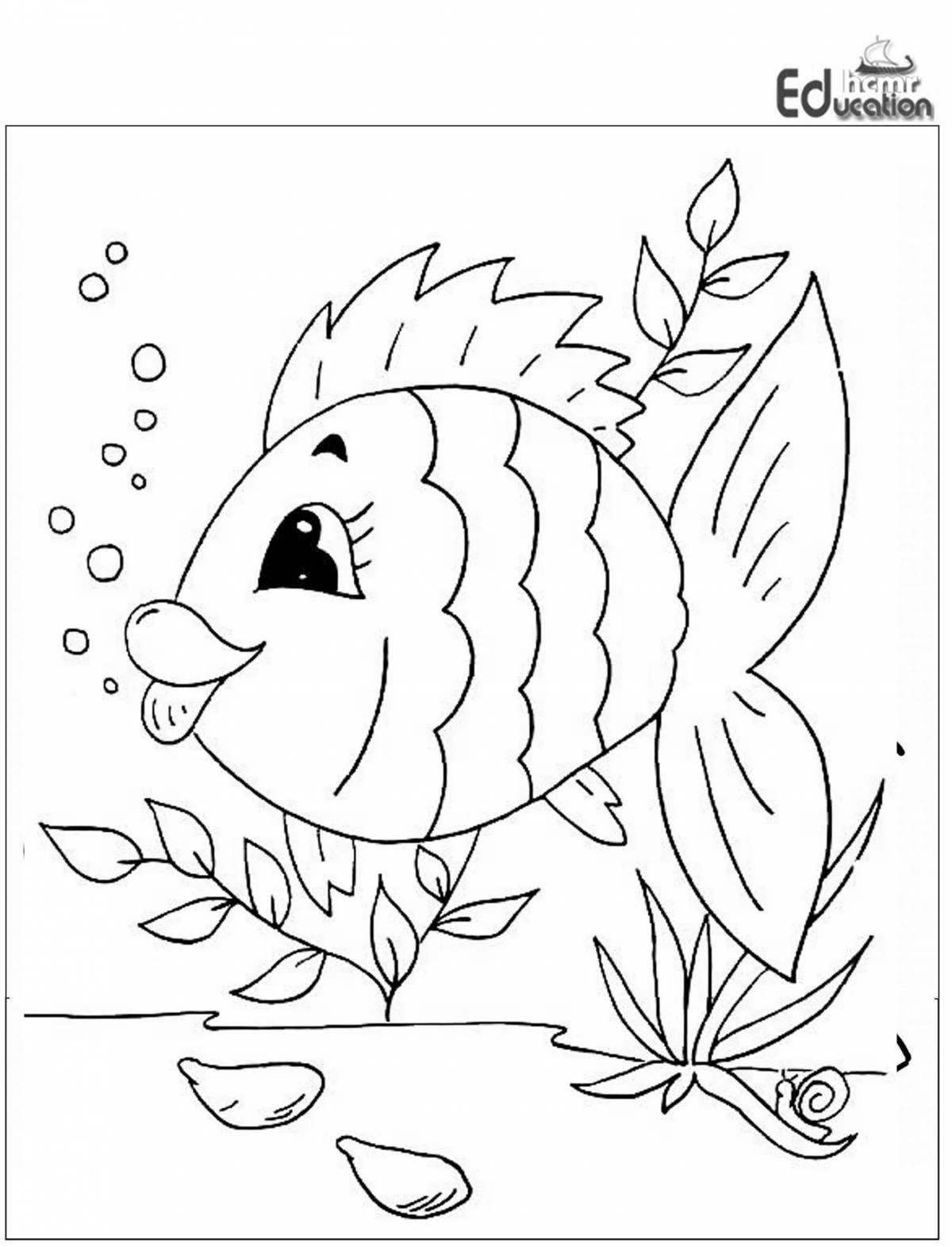 Amazing goldfish coloring page for 4-5 year olds