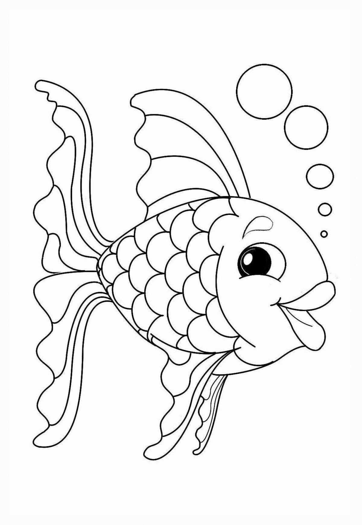 Cute goldfish coloring pages for kids