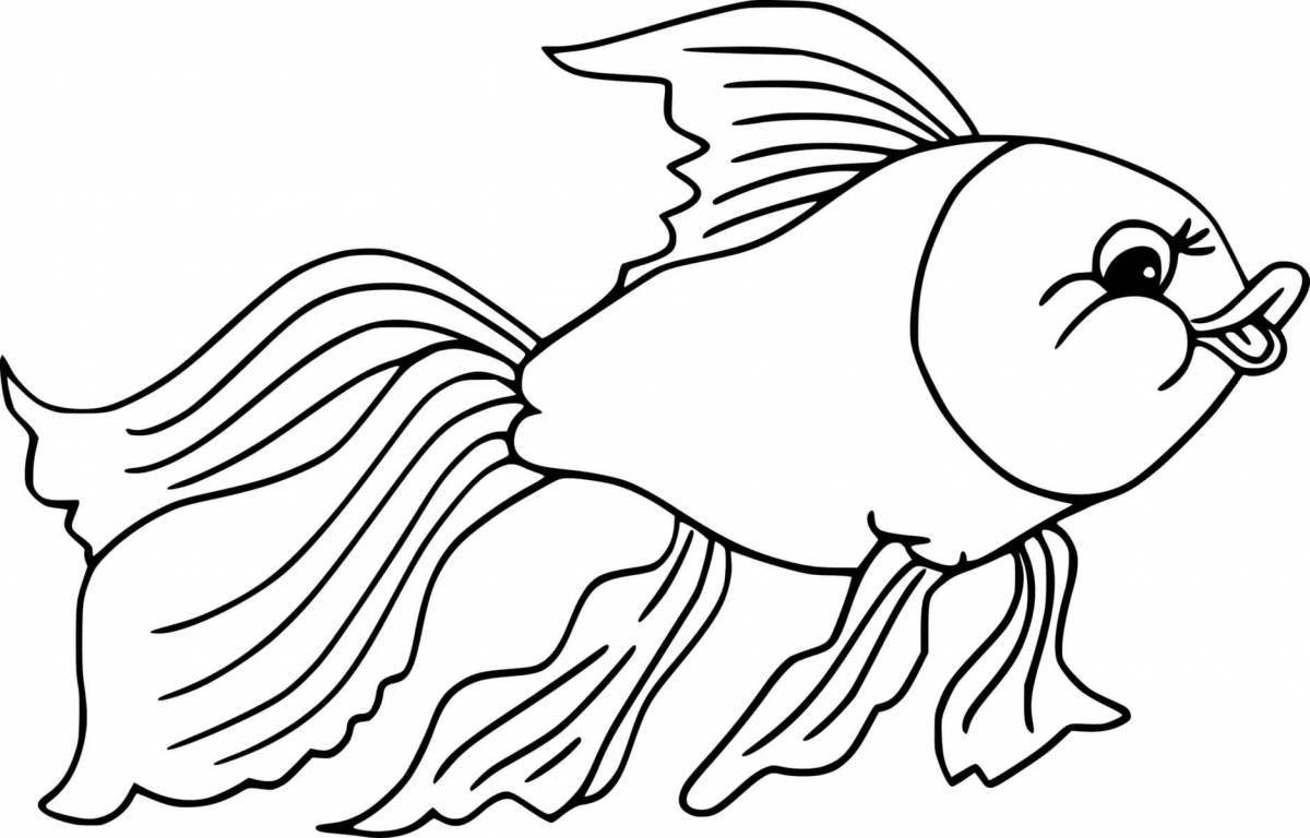 Раскраска очаровательная золотая рыбка для детей