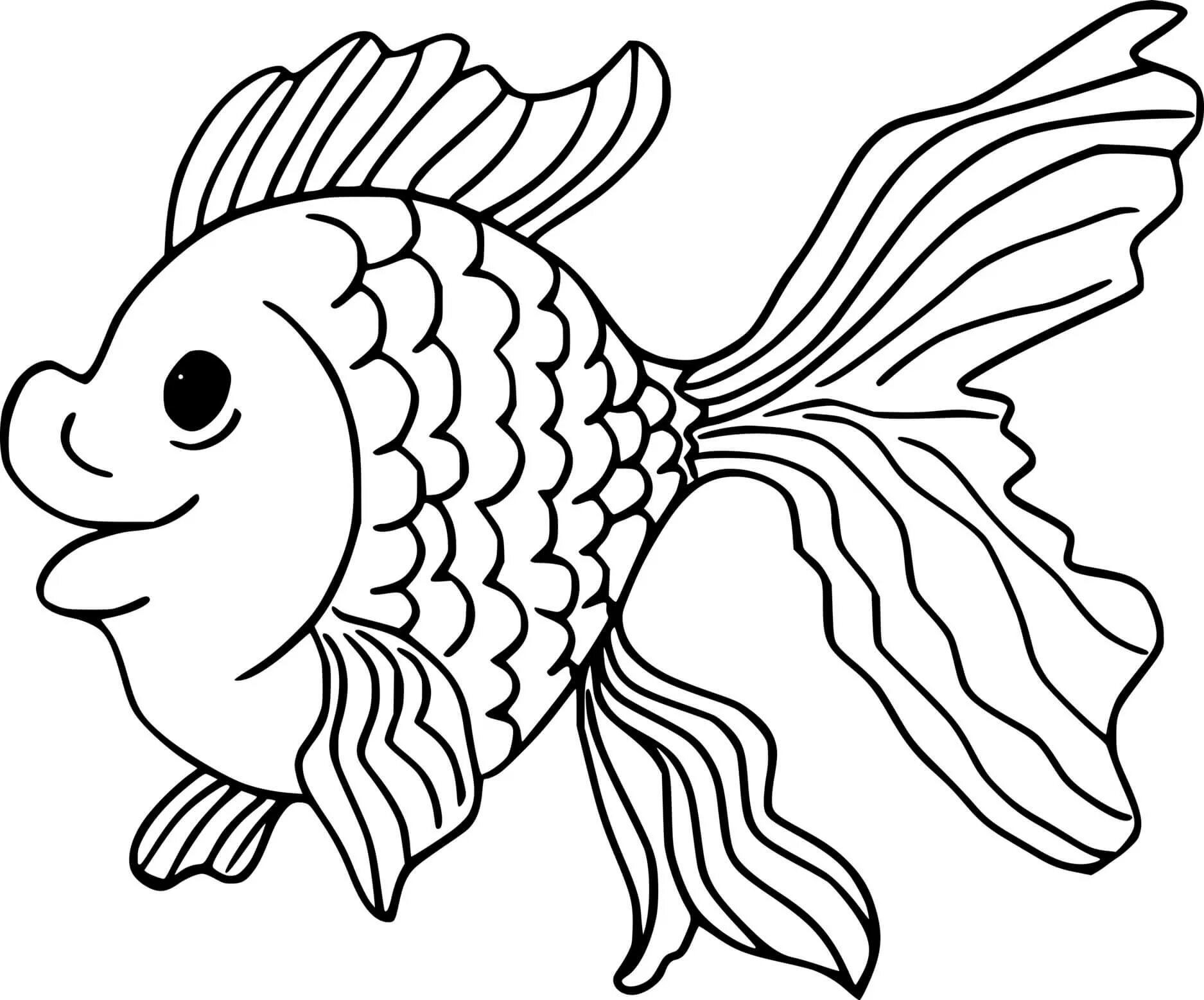 Coloring dazzling goldfish for kids