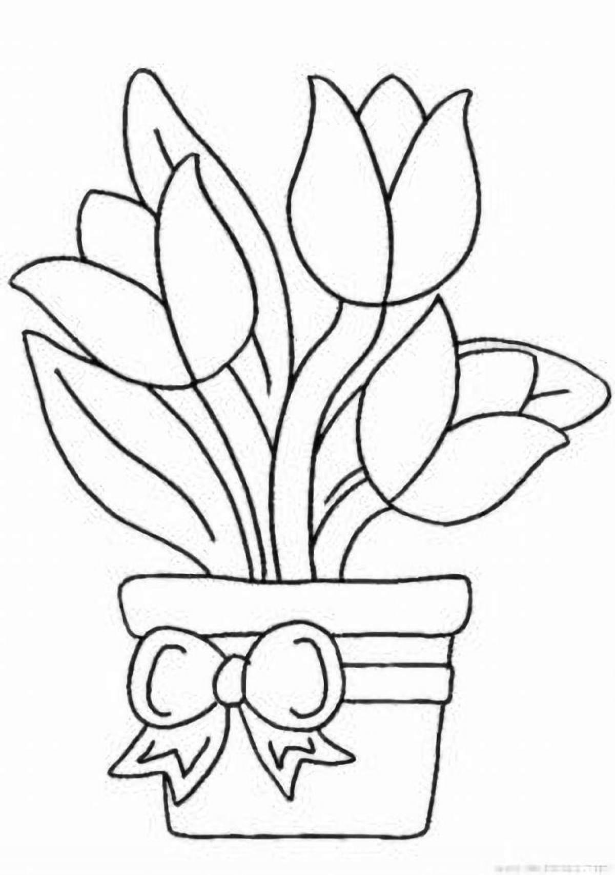 Beautiful vase with flowers coloring book for children 5-6 years old