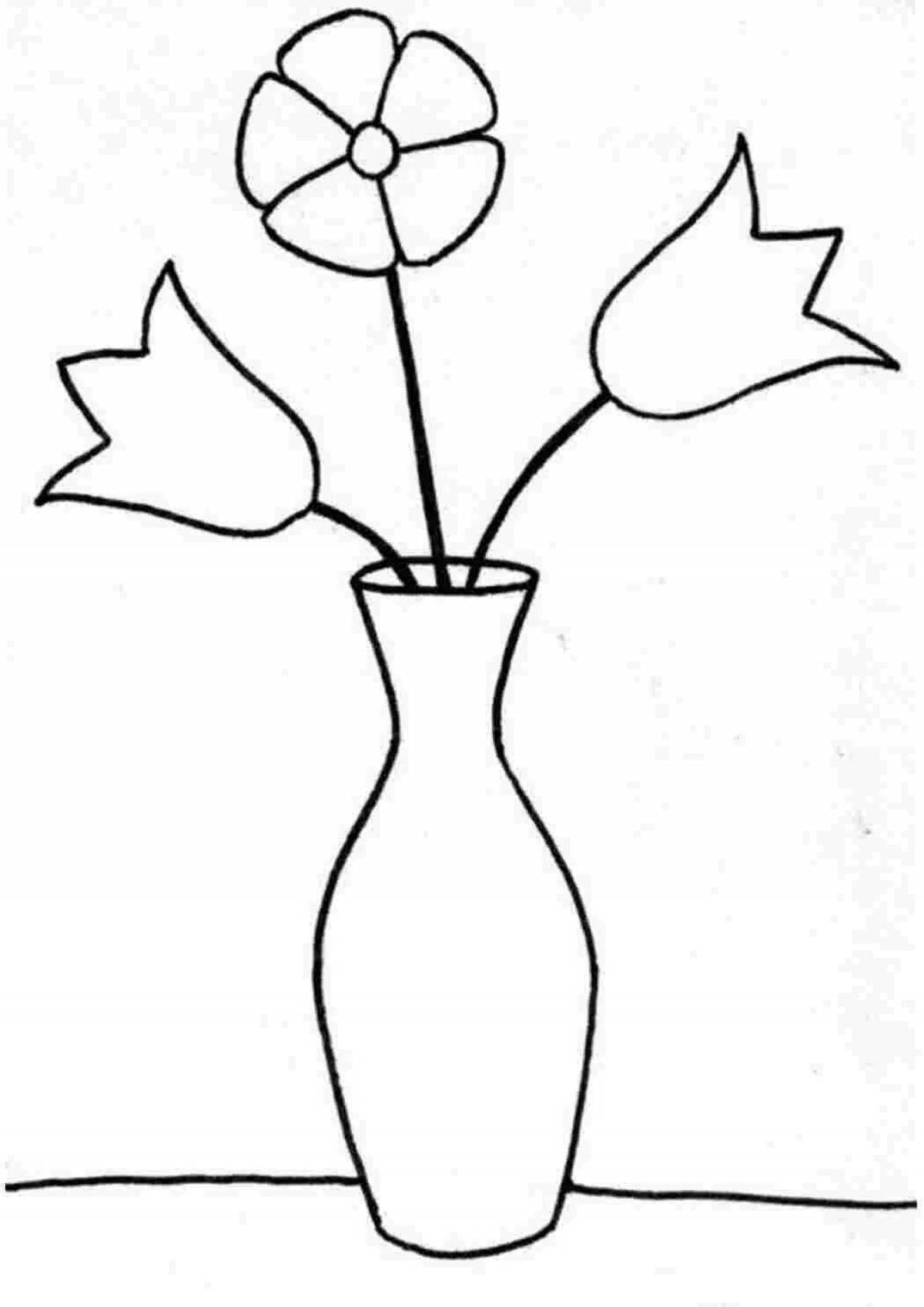 Раскраска роскошная ваза с цветами для детей 5-6 лет