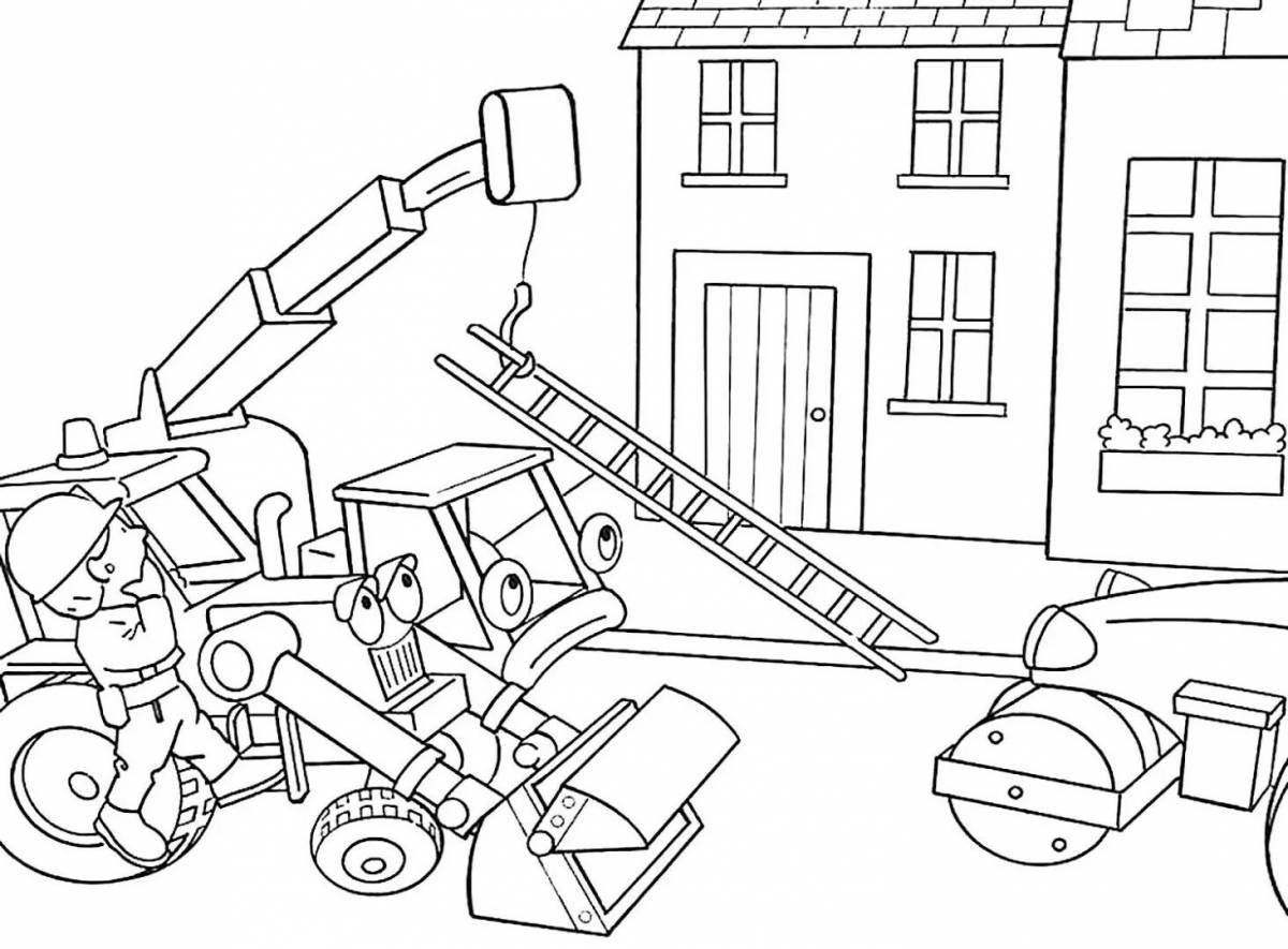 Exciting construction vehicle coloring book for 6-7 year olds