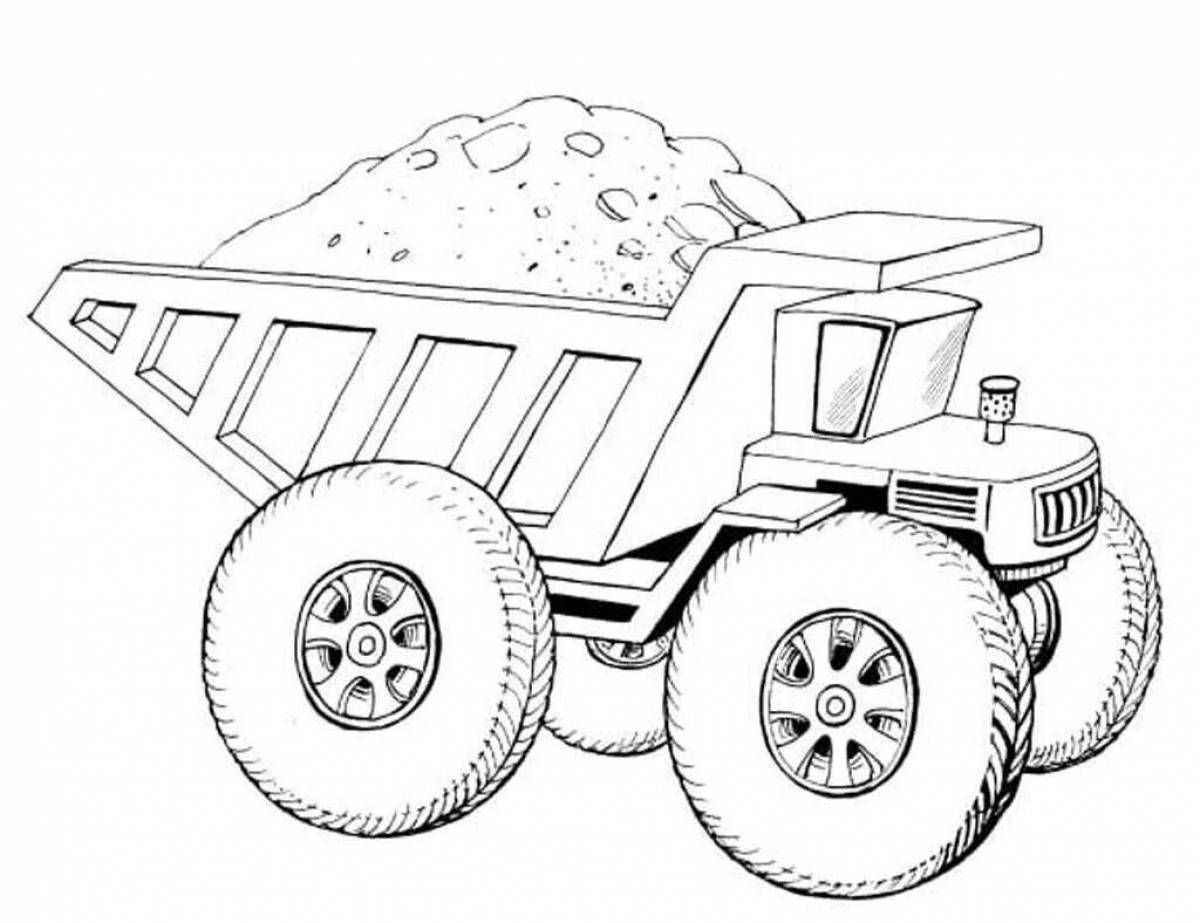 Unique construction machinery coloring page for 6-7 year olds