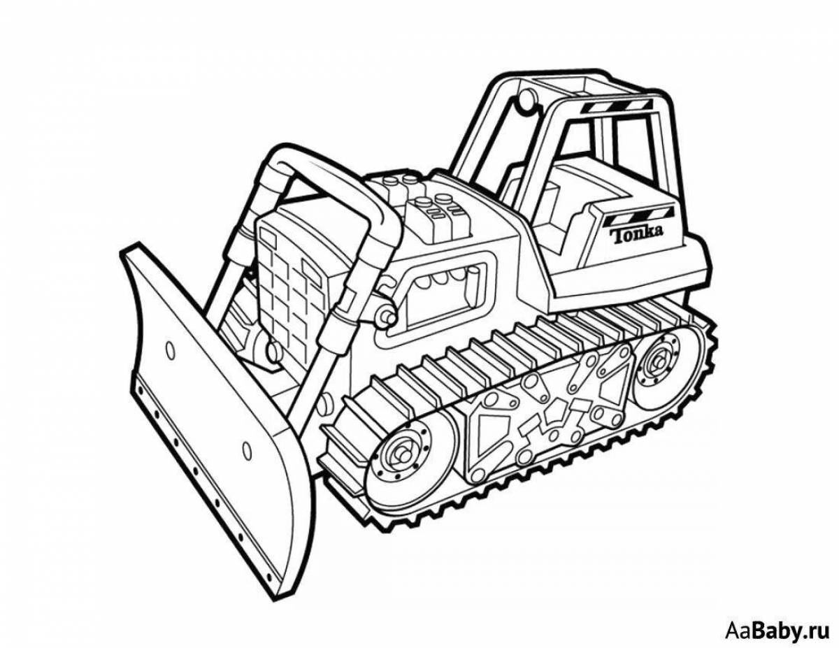 Great construction machinery coloring page for 6-7 year olds