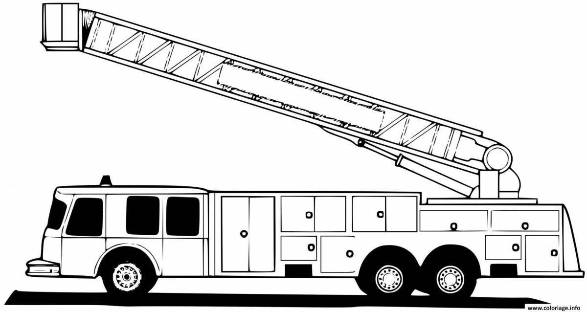 Cute fire truck coloring book for 6-7 year olds