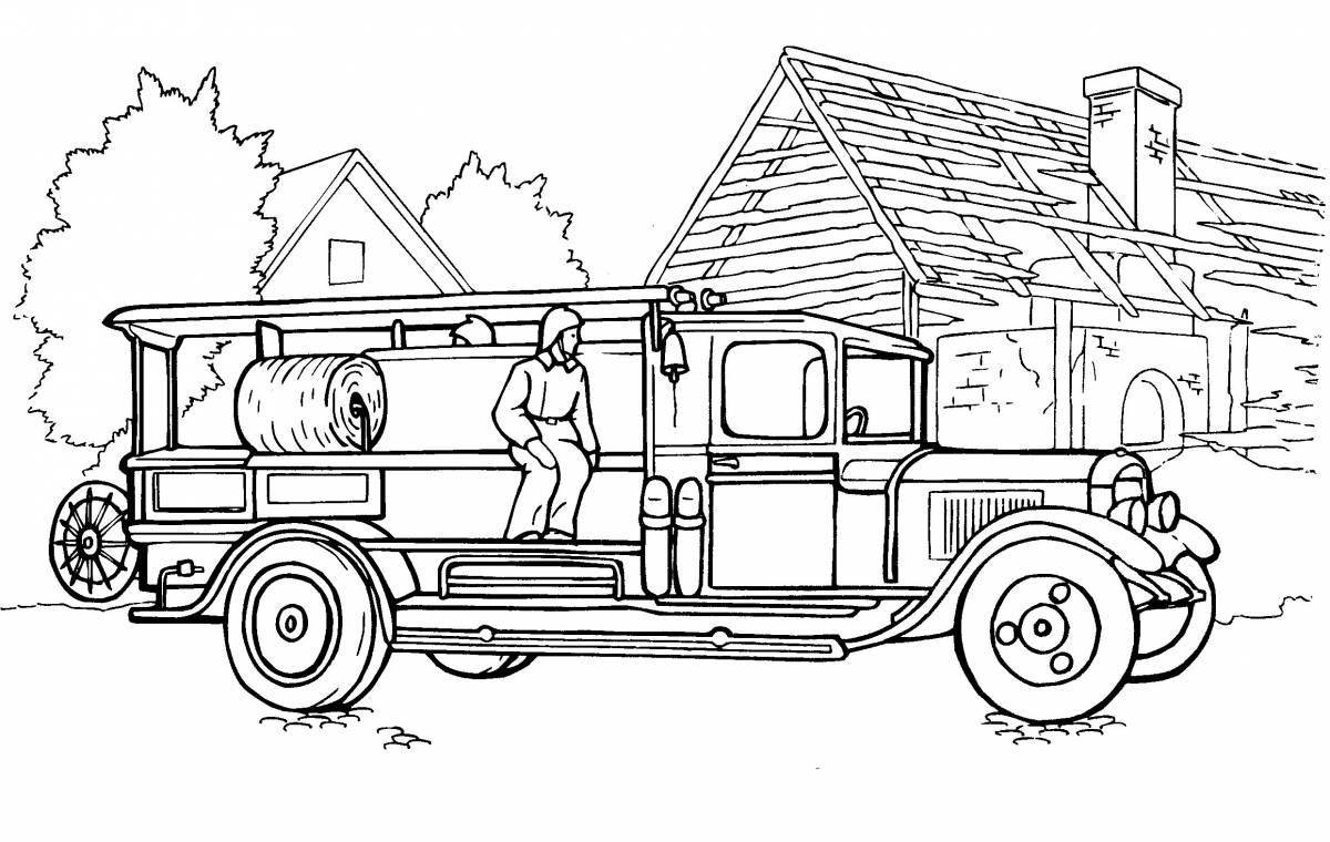 Раскраска большая пожарная машина для детей 6-7 лет
