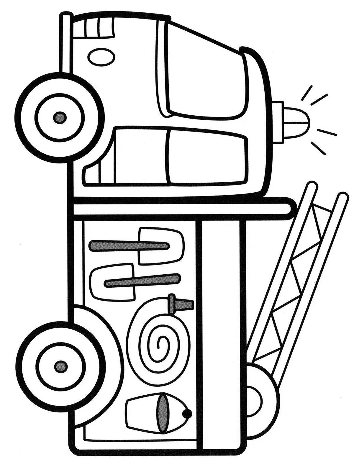 Outstanding fire truck coloring page for 6-7 year olds
