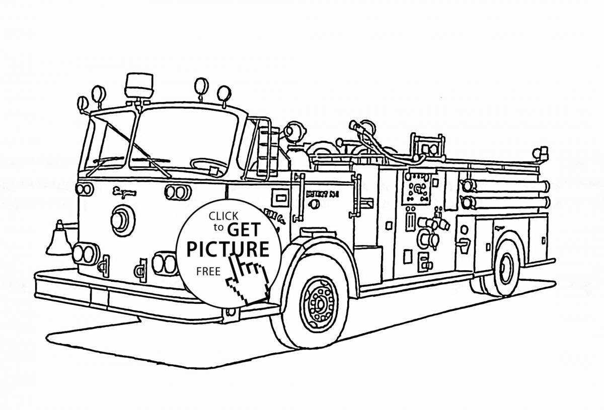 Впечатляющая раскраска пожарной машины для детей 6-7 лет