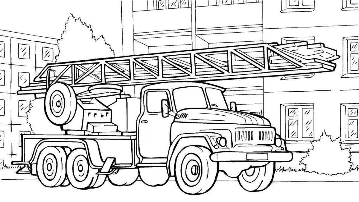 Glamorous fire truck coloring book for 6-7 year olds