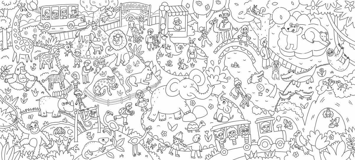 Мега-раскраска ′Животные′ 100х70см (раскраска для детей)
