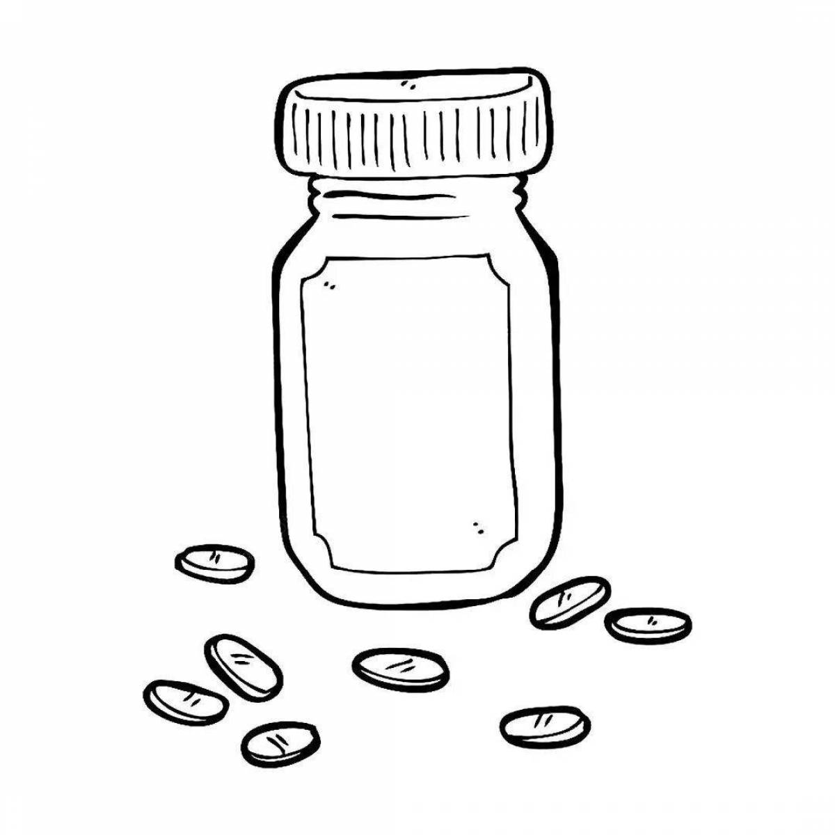 Glitter jar of vitamins coloring page