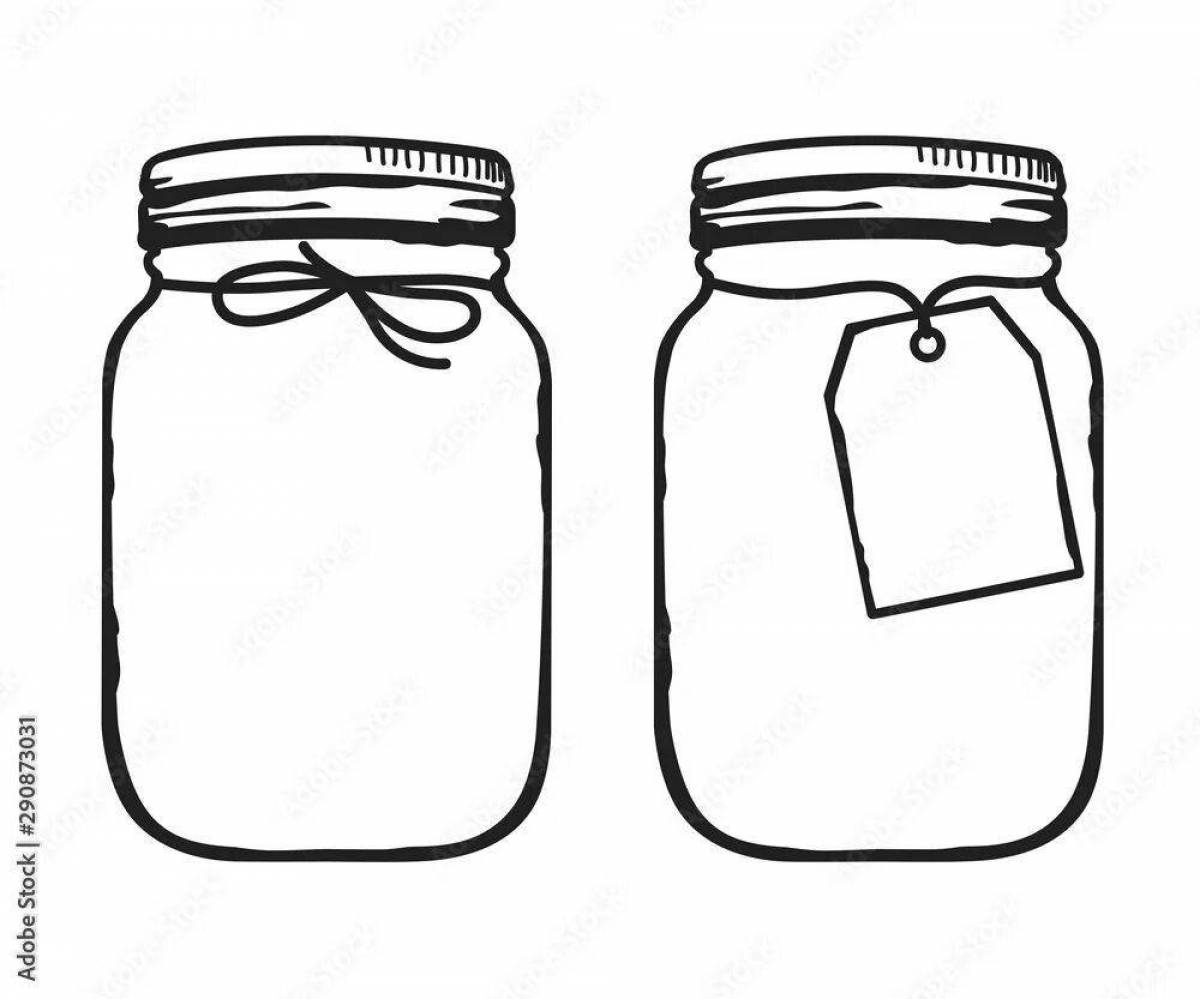 Detailed coloring jar with vitamins