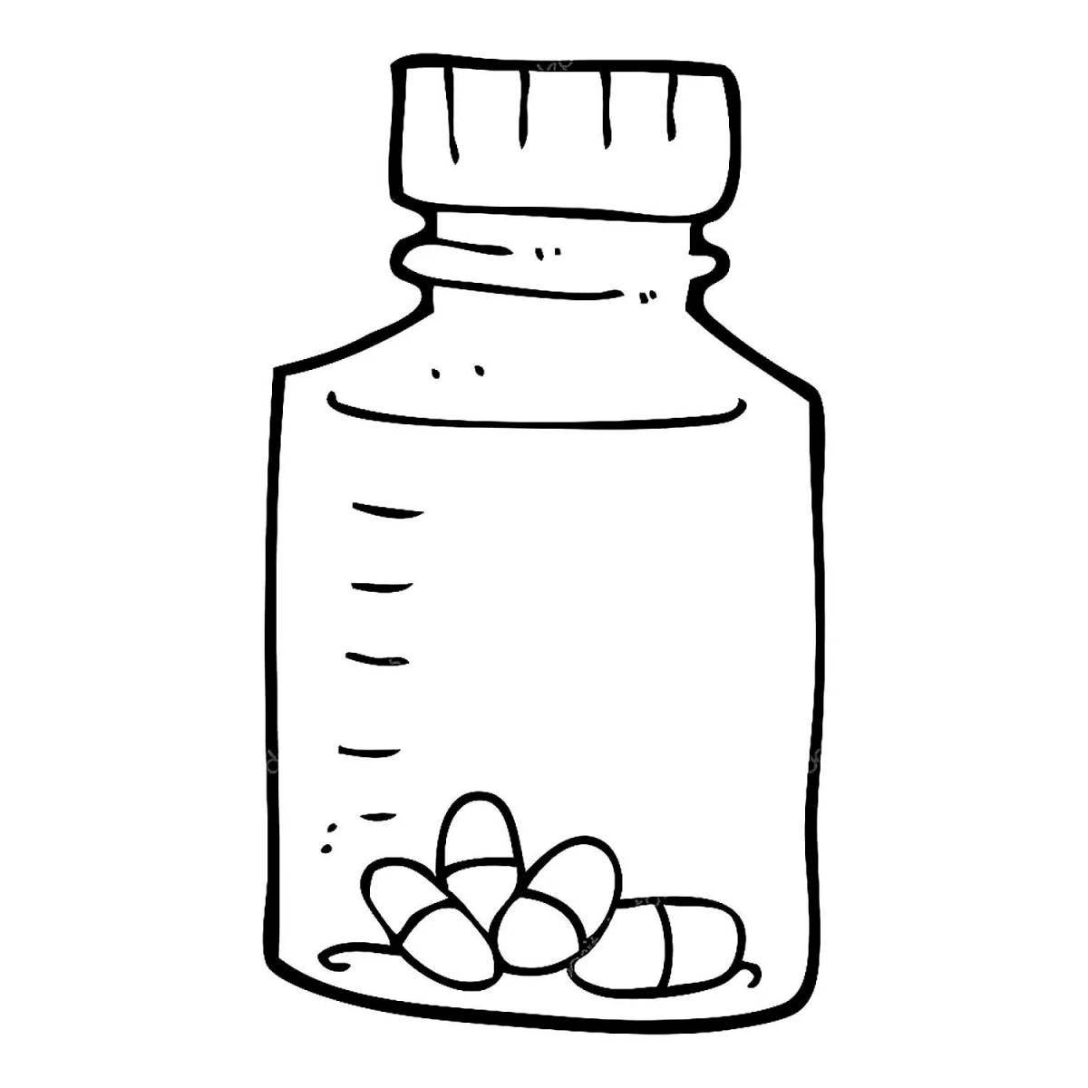 Coloring page cute jar of vitamins