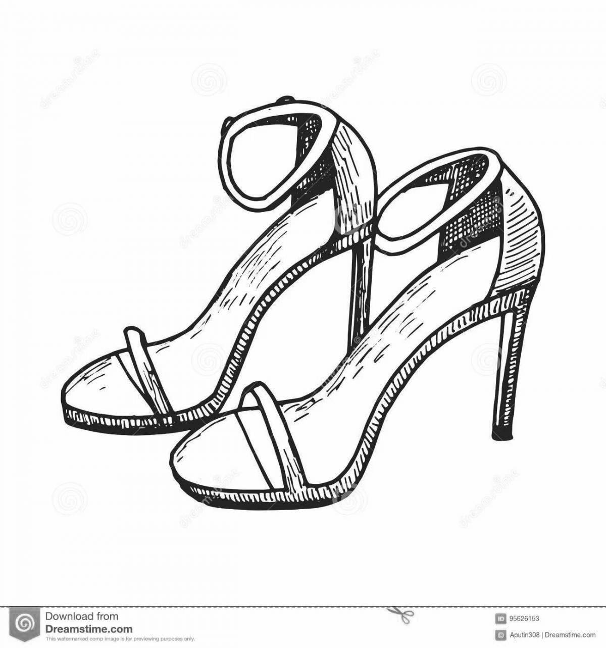 Coloring page funny shoes for girls