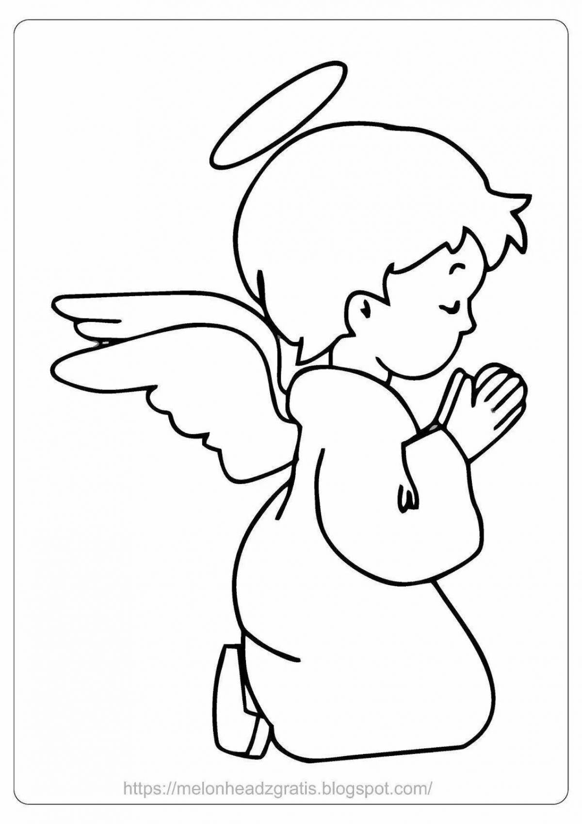 Glitter coloring angel for kids