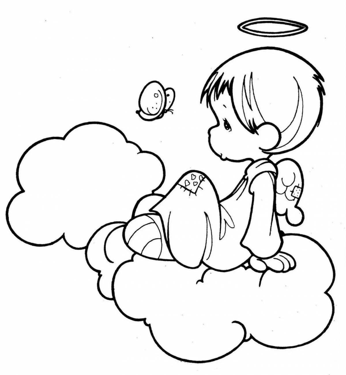 Beautiful angel coloring for kids