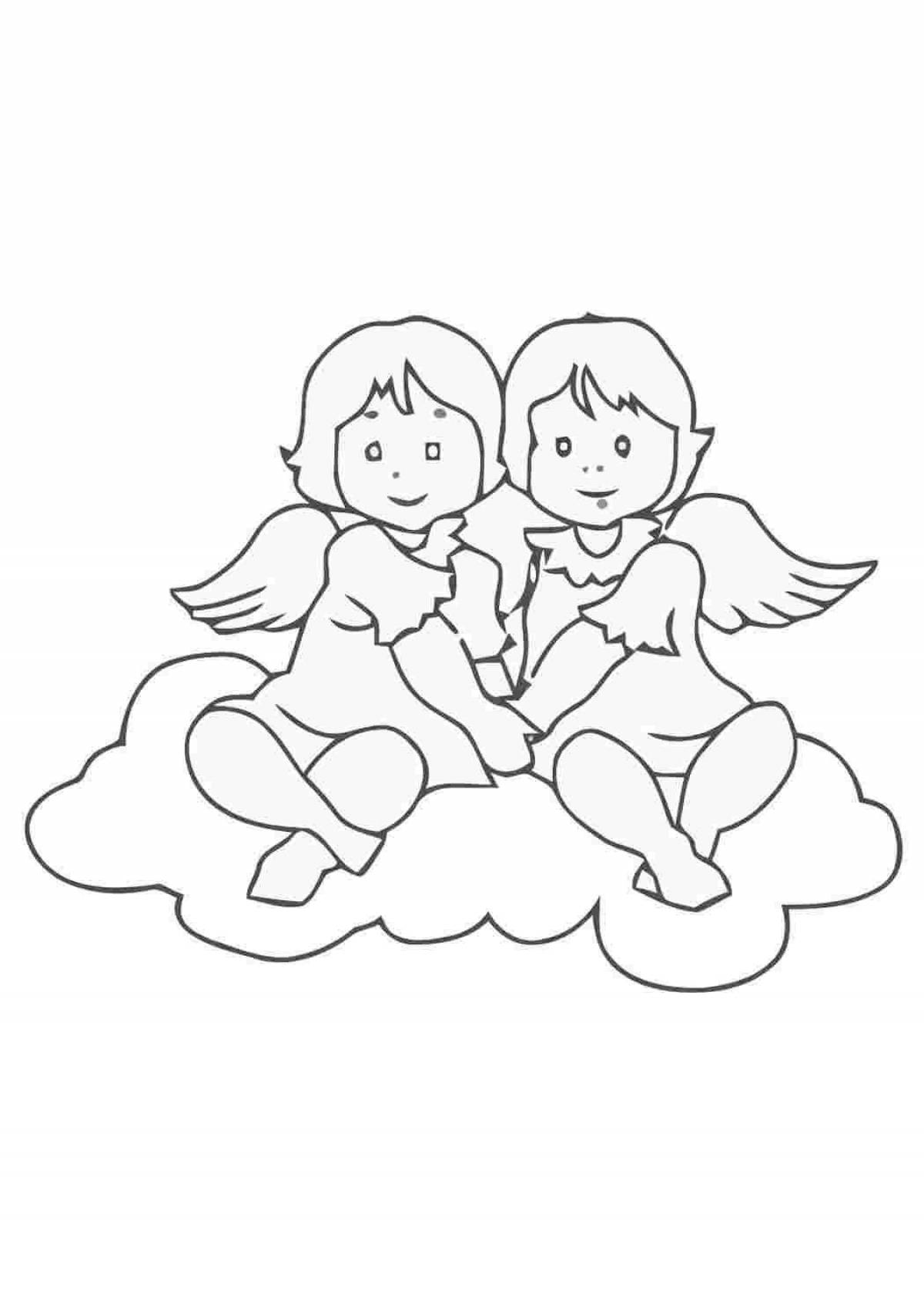 Cute angel coloring for kids