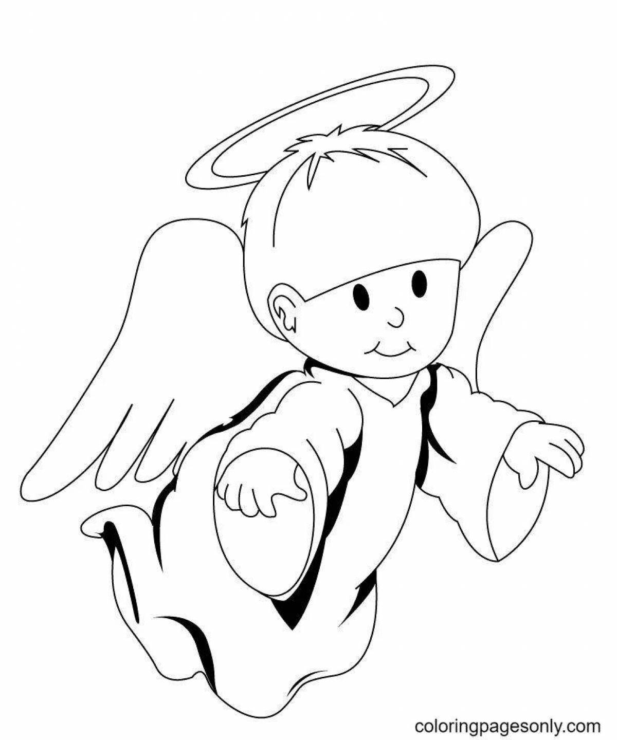 Sweet coloring angel for kids