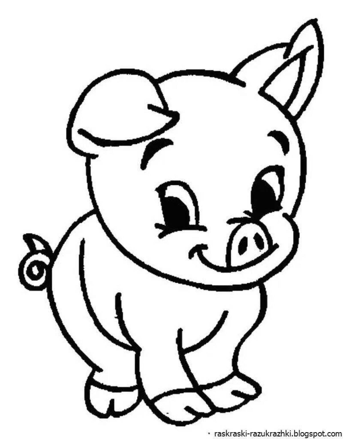 Adorable pig coloring book for kids