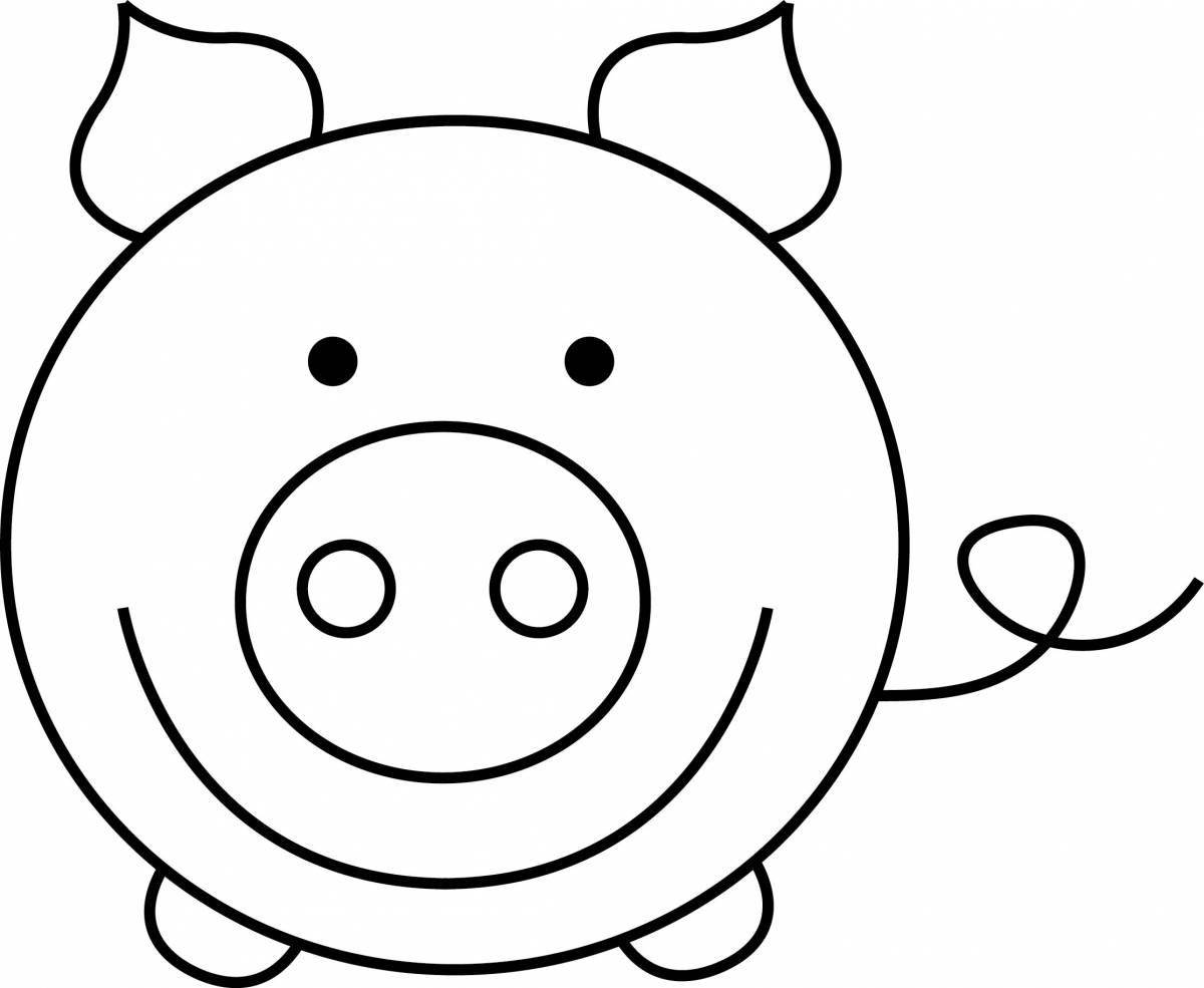 Сладкая раскраска свинья для детей