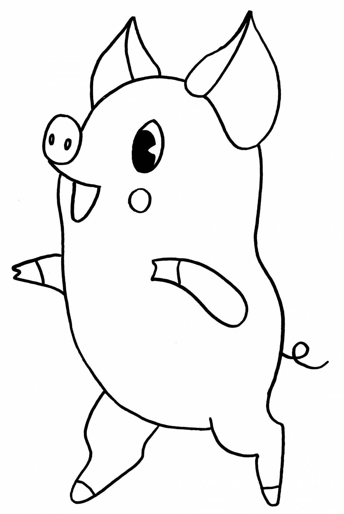 Lovely coloring pig for kids